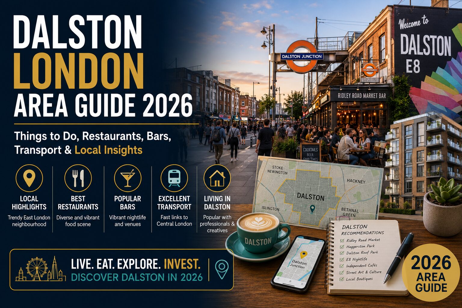 Dalston London Area Guide 2026- Things to Do, Restaurants, Bars, Transport & Local Insights