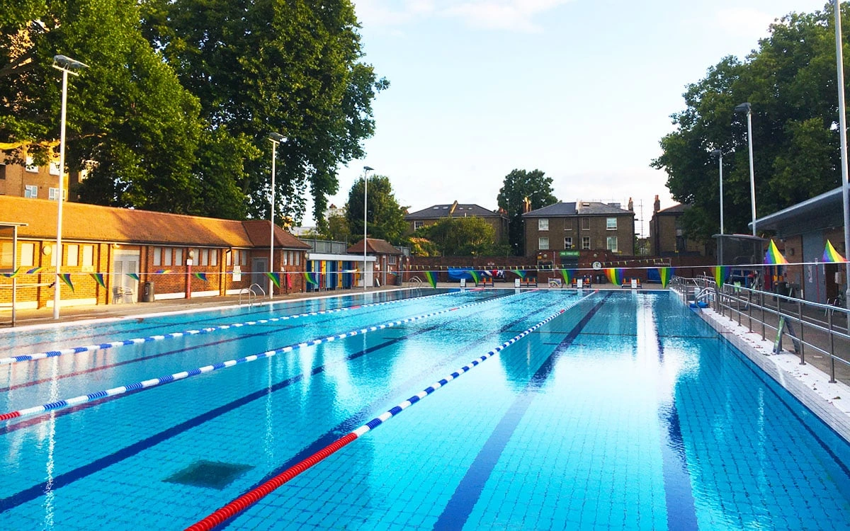 London Fields park and lido, Hackney, East London