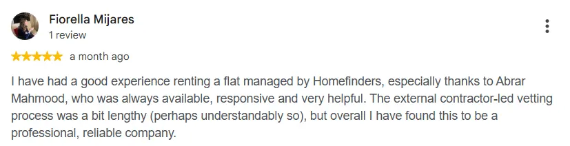 Google review: wonderful throughout finding and moving into our new home