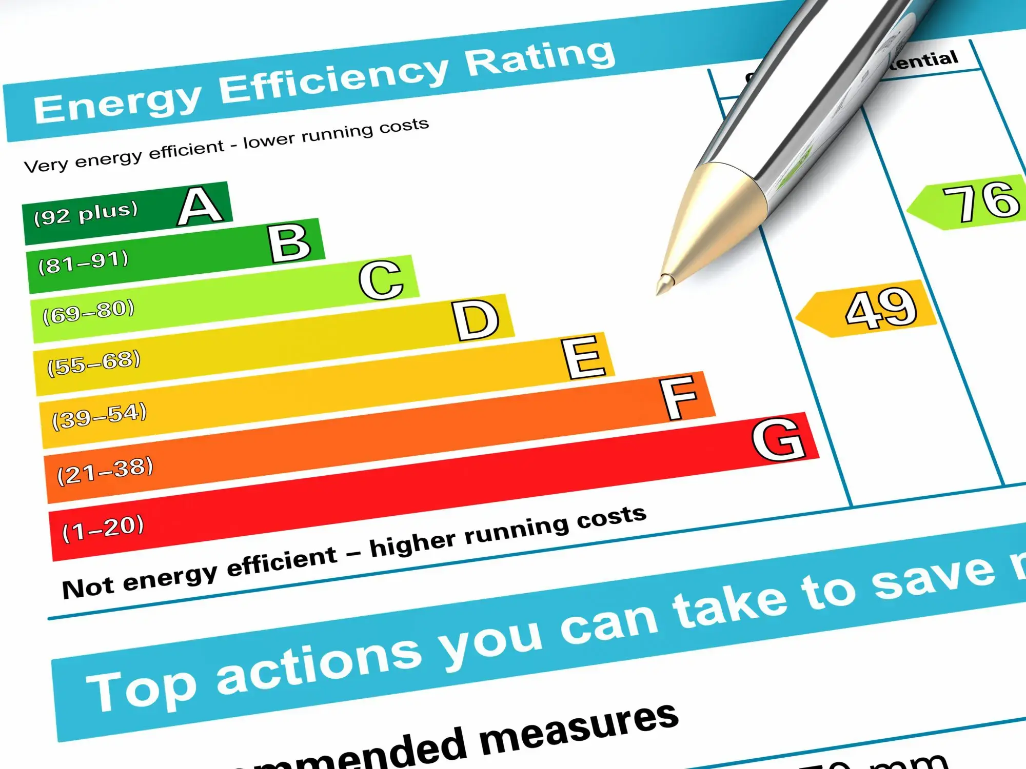 An Energy Performance Certificate rating chart for a rental property in England